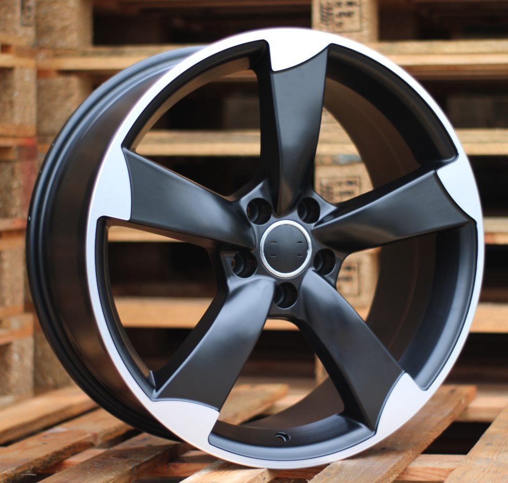 Audi BK217  Melns pusmatēts ar pulētu virsmu R18 5X112 8.5J et45 66.5