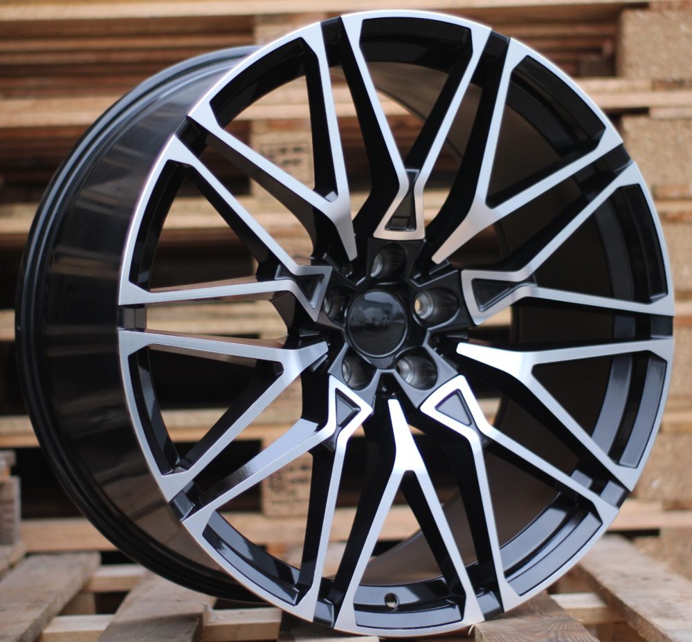 R22x11  5X120  ET  37  74.1  B5771  (B16/HE5063)  Black Polished (MB)  For BMW  (P1)  (Rear+Front)